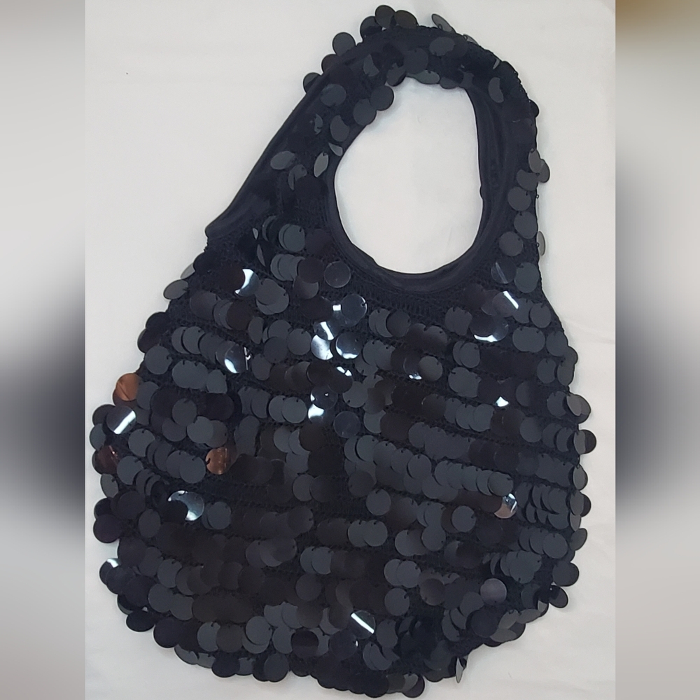 FAR NINE - Sequins black shoulder bag /handbag